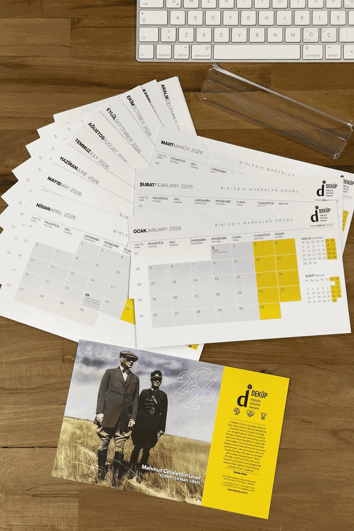 Pleksi Kaideli Masa Üstü Takvim