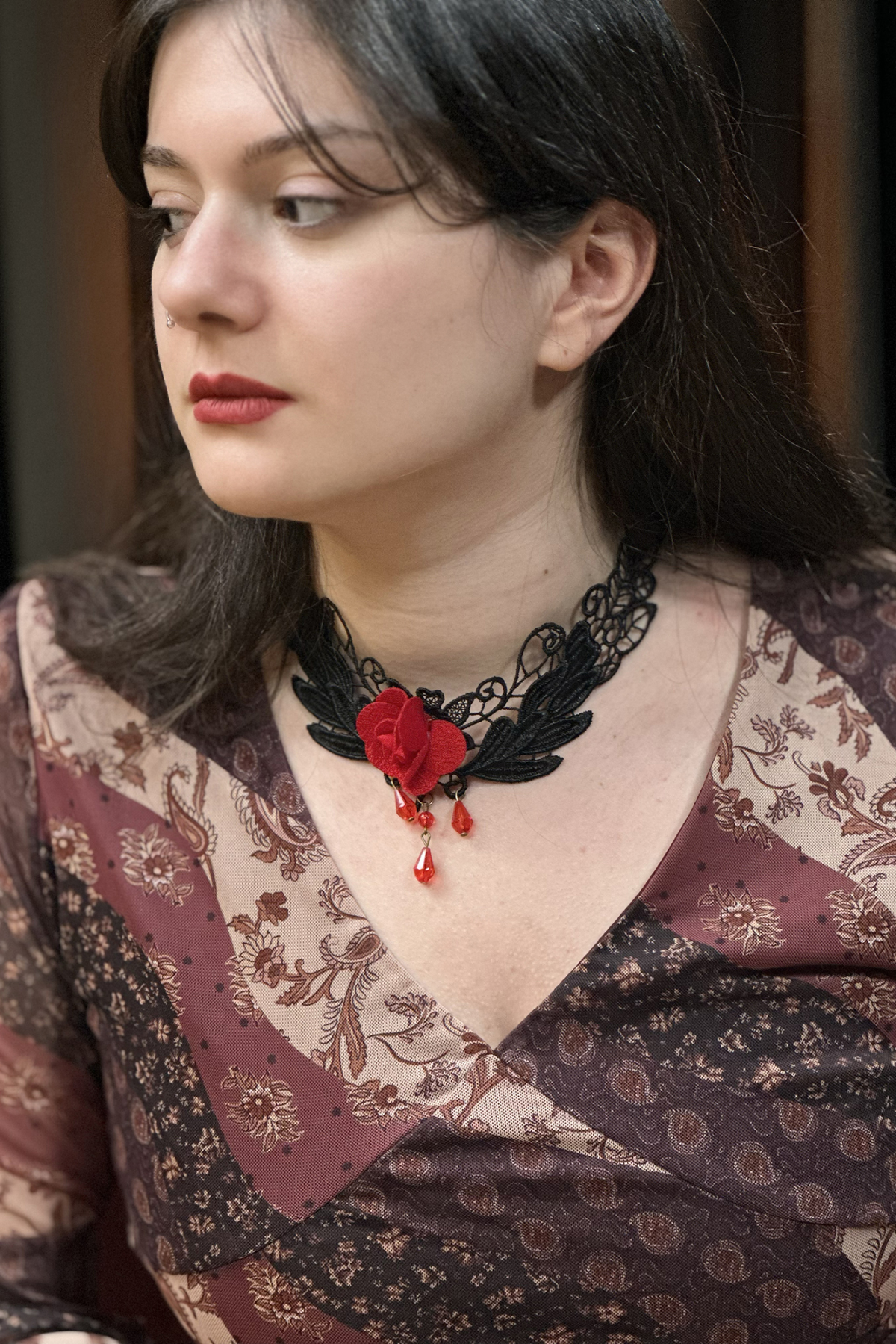 Güllü Dantelli Flamenko Kolye