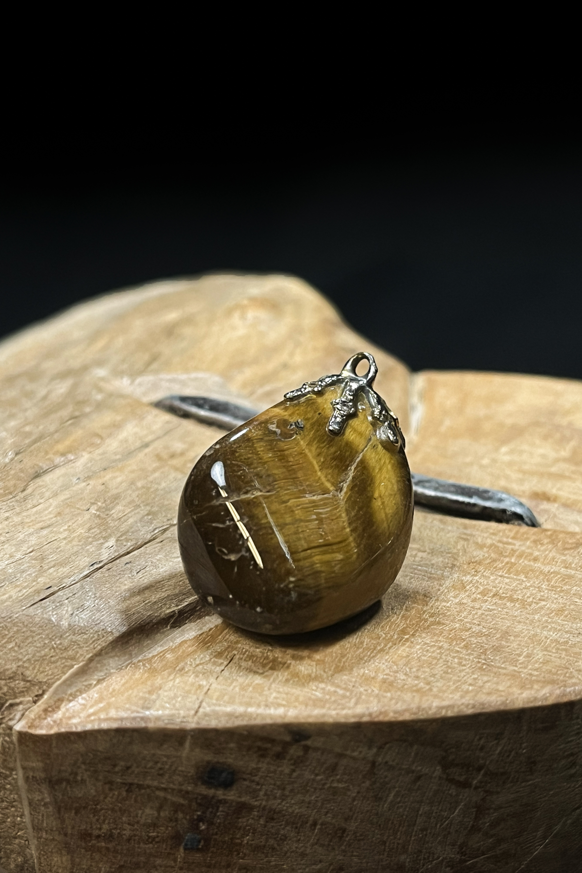 Kaplan Gözü Doğal Taş Kolye Ucu